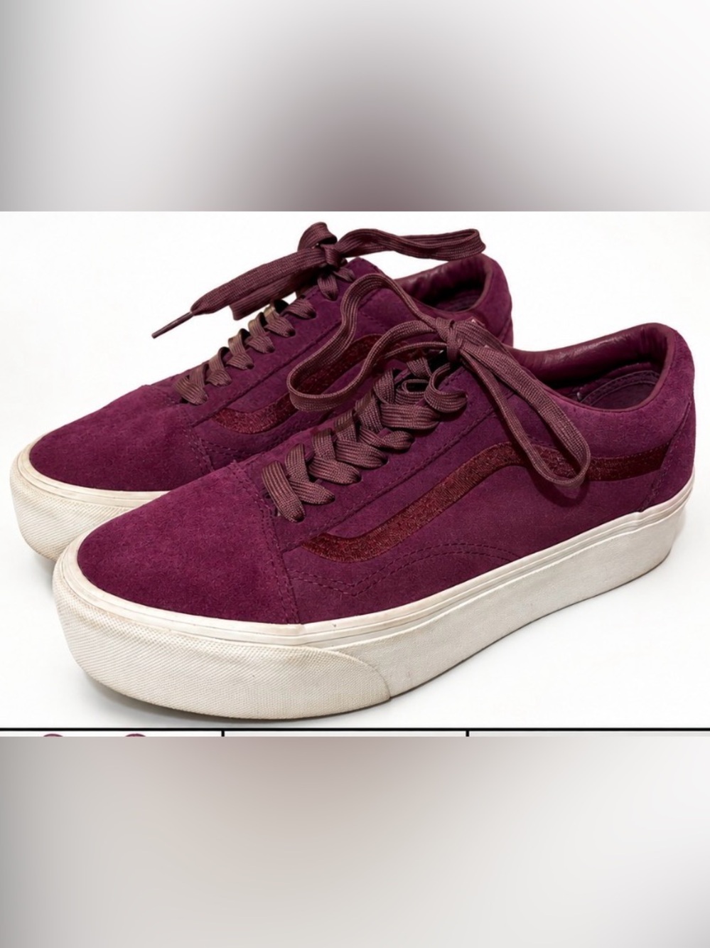 Vans Old Skool Platform Plum Suede Sneakers Women’s Size 9.5 Like New